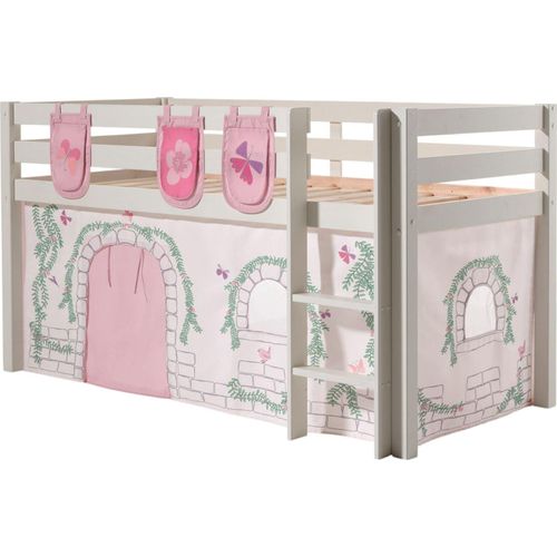 Kinderbett Karolina 210x114x106 Massivholz Weiß Textilset Burg 3