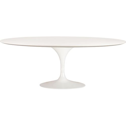 Tisch TULIP ELLIPSE weiß – ovale MDF-Platte, Metallgestell