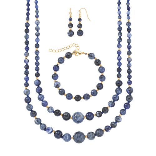 Collier-Set LADY, blau, Halsketten, Damen, N-Groesse, Glas