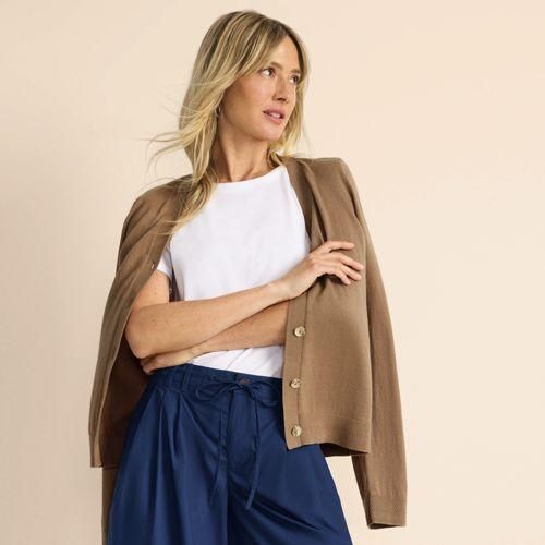 Cardigan aus Baumwolle/Seidenmix, Damen,  Braun, Baumwolle/Seide/Nylon, by Lands' End