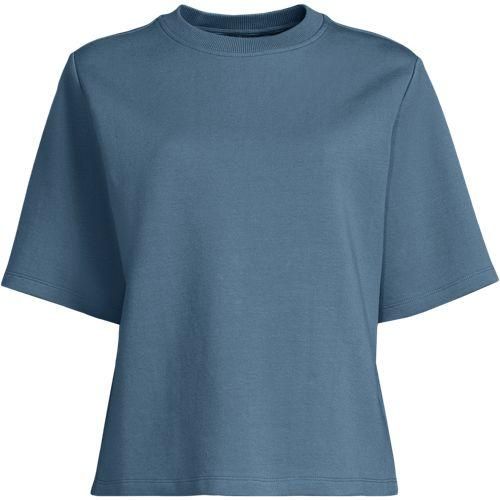 Deluxe Soft Shirt mit Rundhalsausschnitt, Damen,  Blau, Baumwolle/Polyester-Mischung, by Lands' End