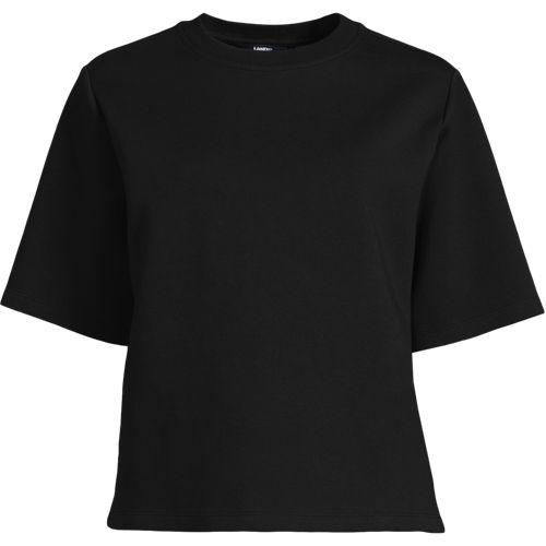 Deluxe Soft Shirt mit Rundhalsausschnitt, Damen,  Schwarz, Baumwolle/Polyester-Mischung, by Lands' End