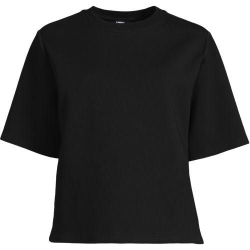 Deluxe Soft Shirt mit Rundhalsausschnitt, Damen,  Schwarz, Baumwolle/Polyester-Mischung, by Lands' End