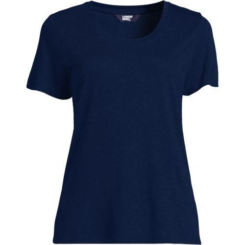 Shirt aus Leinenmix, Damen,  Blau, Leinen/Viskose, by Lands' End