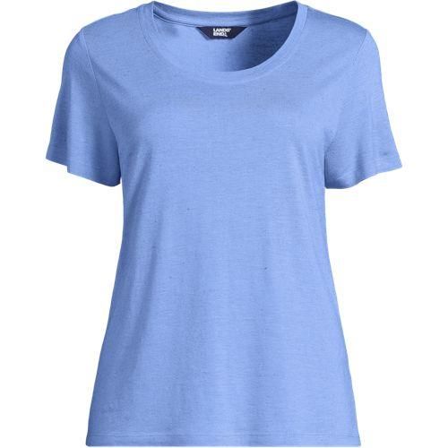 Shirt aus Leinenmix, Damen,  Blau, Leinen/Viskose, by Lands' End