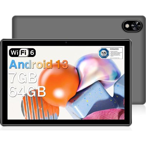 Tablet 10 Zoll 7GB RAM+ 64GB ROM (1TB TF) WiFi 6 Android 13, 5060mAh 1280 x 800 HD+ IPS/Dual Augenschutz/Bluetooth 5.0/OTG/Typ C/3,5mm