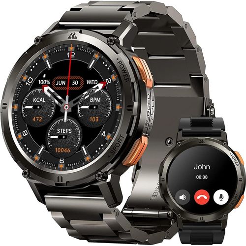 Smartwatch Herren 1,43 Zoll AMOLED Always-On-Display/Telefonfunktion, 60+ Tage superlanger Akku, AI-Sprachassistent, 70 Sportmodi,fur Android IOS