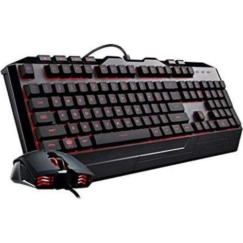 Tastatur & Gaming Maus - Membran-Tastatur mit 7 Farben LED-Beleuchtung, Dedizierte Multimedia-Tasten und Handgelenkauflage, Gaming M110 Maus - AZERTY
