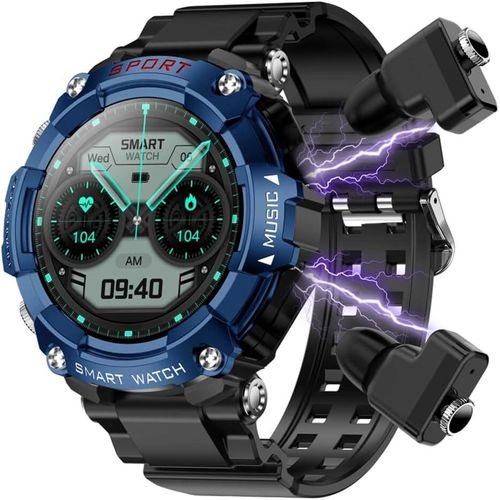SmartWatch mit Ohrhörern, 2-in-1, großer 1,54-Zoll-AMOLED-Bildschirm, Gesundheitsmonitor und Aktivitätstracker mit Touch-TWS-Ohrhörern, 400 mAh Akku