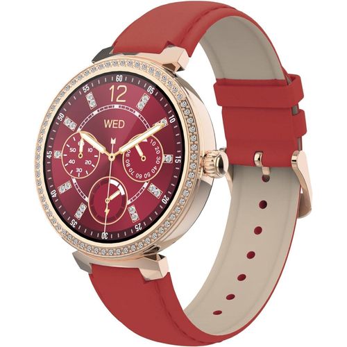Smartwatch SW063E - Rote Farbe - Sprachassistent, Bluetooth-Anrufe, 22 Sportmodi, Herzfrequenzüberwachung - Silikonband - Größe 39,8 x 10,5 mm (Rot)