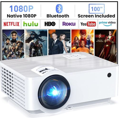 Beamer, Full HD 1080P Beamer Bluetooth 5.1, Tragbare Mini Beamer 4K Heimkino Unterstütz, 200