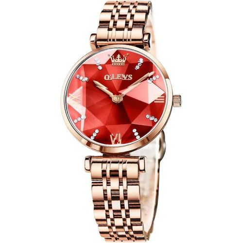 Damenuhren Roségold Diamant Kleines Gesicht Edelstahlarmband Analoge Quarz Armbanduhren mit Kalender Leuchtend Wasserdicht Armreif Geschenke Set