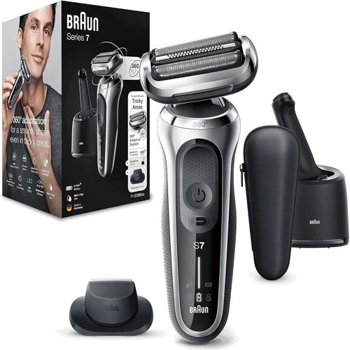 7 Elektrorasierer 360° Flex mit Reinigungsstation, Trimmer & Rasierer Herren Elektrisch, Wet & Dry, Geschenk Mann