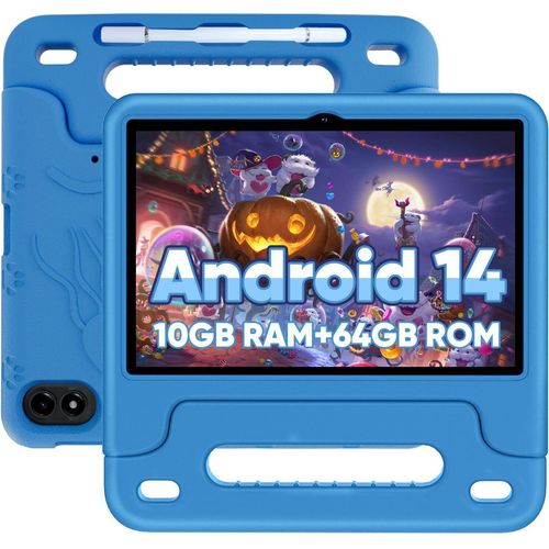 Tablet 10 Zoll Kinder Tablets, Android 14 Tablet für Kinder, Octa-Core, 10GB RAM 64GB ROM 1TB Karte erweiterbar, Elterliche Kontrolle, 6000mAh, WiFi