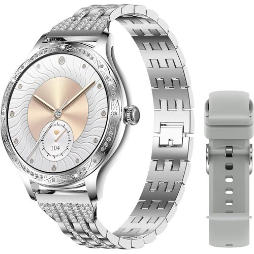 mit Anruffunktion Elegant Fitness Armband Damen mit Blutdruck Herzfrequenz Kalorien Schlaftracker Sprachassistent Diamant Frauen Sportuhr