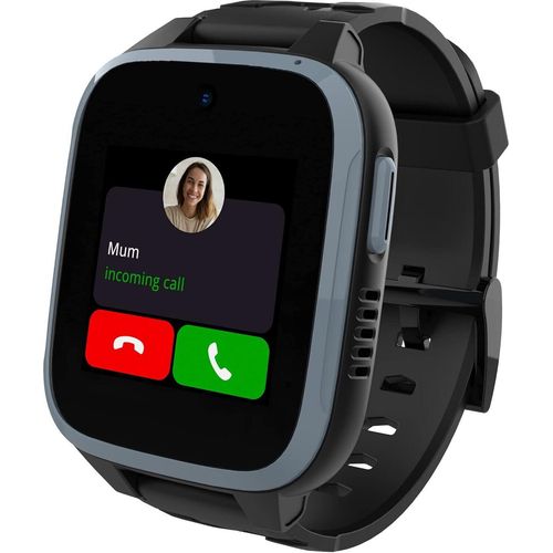 Telefon Uhr für Kinder - 4G, Anrufe, Nachrichten, Schulmodus, SOS-Funktion, GPS, Kamera und Schrittzähler (SCHWARZ)