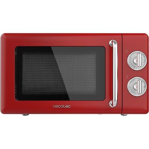 Mikrowelle Proclean 3010 Mechanische, 20 l, Retro, 700 W, 6 Stufen, Timer bis zu 30 Minuten, Auftaumodus, Vintage-Design in Rot, Stahl-Finish