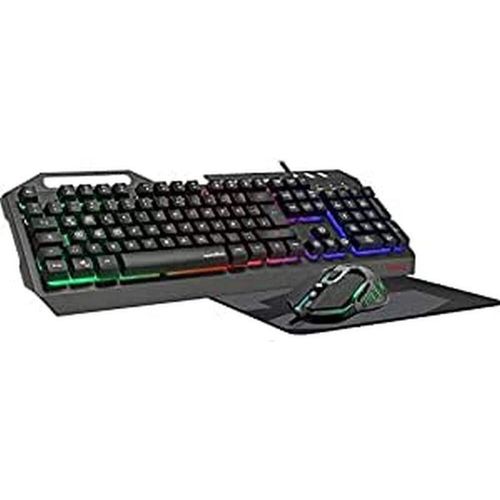 Illuminated Gaming Deskset - Set aus Tastatur, Maus, Mauspad, schwarz, FR - Französisches Layout