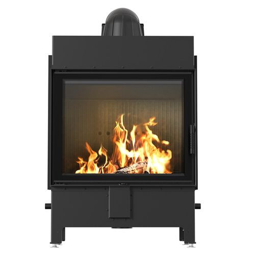 Kamineinsatz aus Stahl KRATKI LUCY 15 kW Ø 200 schwarz Verkleidung mit Türfeder