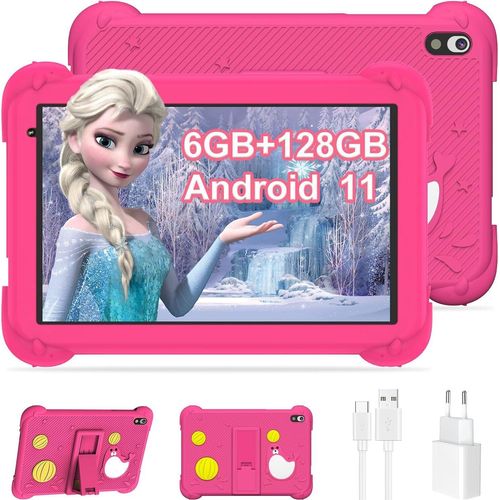 YUMBOT Kindertablet 8 Zoll, Kinder Android 11 Kindersicherung 128GB + 6GB Kinder 1280 x 800HD 4000mAh Bluetooth WiFi ab 3 4 5 6 7 Jahren Schutz