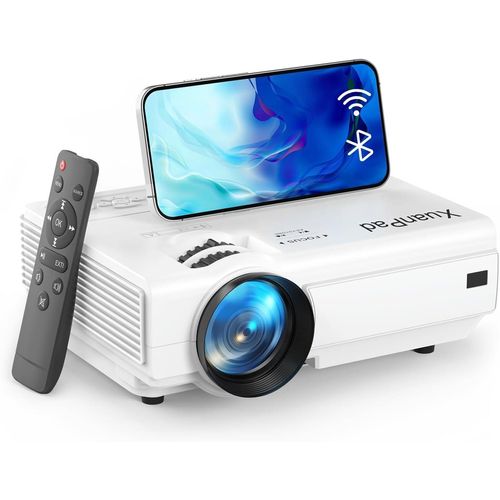 Xuanpad Mini Projector, 2024 verbessert 18000L WiFi Bluetooth Projector HD 1080p unterstützt, Heimkino -Video -kompatibler Fernseher