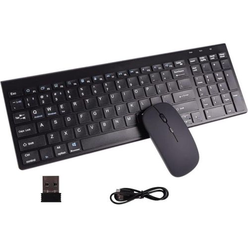 Kabellose Maus-Tastatur, 2,4 G, Bluetooth, QWERTY-Layout, wiederaufladbar, dünn, leise, kompakt, volle Größe,Ziffernblock & 3 DPI, verstellbar