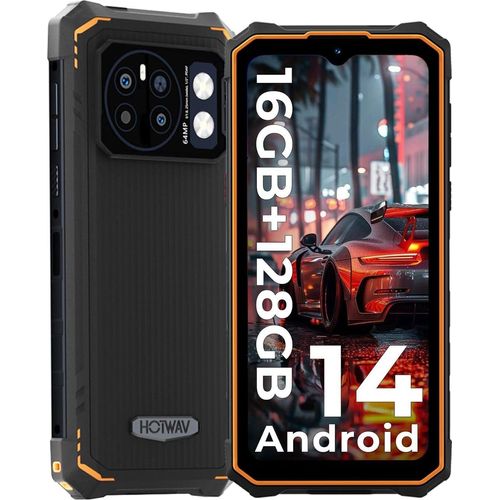 Hotwav Cyber 13 Outdoor -Smartphone Android 14, 6,6 Zoll FHD+ 10800MAH, 16 GB+ 128 GB+ 1 TB Erweiterbares IP68/IP69K Mobiltelefon, 64 MP+ 16MP Kamer