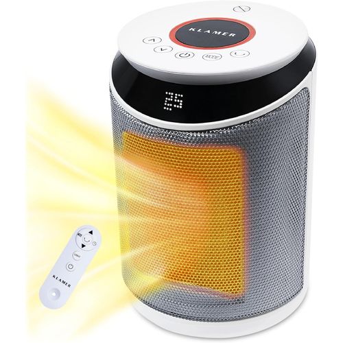 Heizlüfter 2000 W, PTC Keramik Heizlüfter energiesparend, 3 Heizstufen inkl. Eco-Modus, 9 Std. Timer, Thermostat, Überhitzungs- & Kippschutz