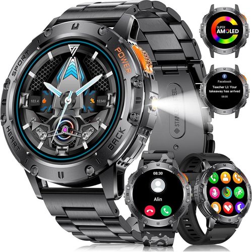 Smartwatch der Lige Männer mit Anruf, LED -Torch, 530 mAh, 1,43 
