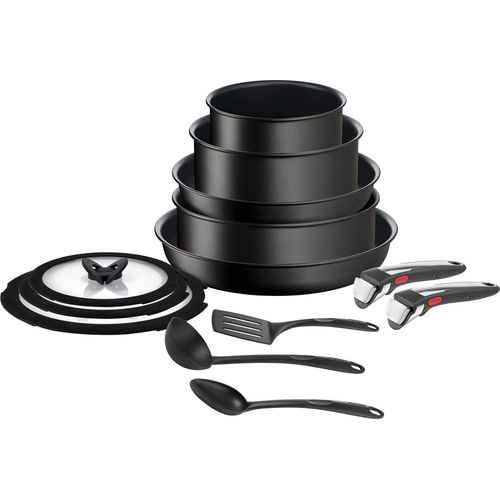 13-teiliges Antihaft-Induktionskochgeschirr-Set, Pfannen, Töpfe, Deckel, Griffe, Küchenutensilien, L3959343, Schwarz, 24/28 cm