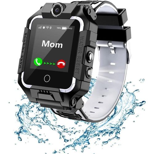 Kinderuhr mit GPS-Tracker, Smartwatch, 4G-Video und Telefonanruf mit 360°-Drehung, Kinder-GPS für 4–12 Jahre Geburtstagsgeschenke (schwarz)