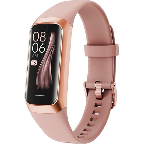 Fitnessuhr Damen Herren, Kalorienzähler-Armband, Blutdruck-Herzfrequenzmesser, Schrittzähler, WhatsApp-fähig, 1,1 Zoll, Fitness-Tracker Laufen Rosa