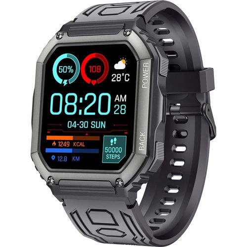 Smartwatch Militäruhr Herren Tactical mit Telefonfunktion 1,8 Zoll IP68 Wasserdicht Schwarz Fitnessuhr mit Blutdruckmessung/Herzschlagmessung
