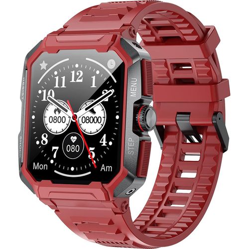 Smartwatch Militäruhr Herren Tactical mit Telefonfunktion 1,8 Zoll IP68 Wasserdicht Schwarz Fitnessuhr mit Blutdruckmessung/Herzschlagmessung