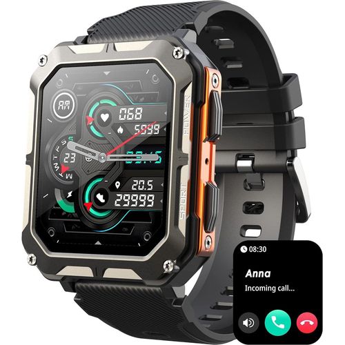 Smartwatch Herren mit Telefonfunktion, Sportuhren, IP68 wasserdicht, 1,83 Zoll, Fitnessuhr mit Blutdruckmessung, 123 Sportmodi, Outdoor Android iOS