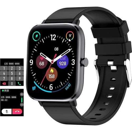 Smartwatch Herren mit Telefonfunktion mit Blutdruckmessgerät, Gesundheitsuhr, Laufuhr, Sportuhr, Schrittzähler ohne App und Handy, Schwarz