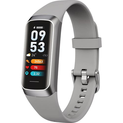 Smartwatch Herren/Damen Android WhatsApp fähig Sportuhr Fitnessuhr Damen Fitness Tracker Schrittzähler Herzfrequenzmesser Laufuhr Digitaluhr Grau