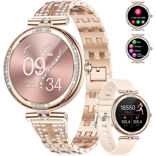 Damen Smartwatch Diamond Rose Gold Steel, 1,19 
