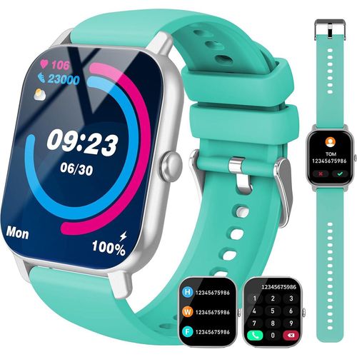 Damen Herren, 1,85 Zoll Touchscreen Smart Watch mit Bluetooth Anrufe, 112+Sportmodi, IP68 Wasserdicht Sportuhr, Fitnessuhr mit Puls-Schlaf-Monitor