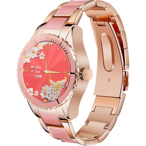 Smartwatch Damen Bluetooth Anruf, Smart Armbanduhr Fitness Tracker mit Musiksteuerung, Elegant Luxus Klassische Aktivitätstracker Android IOS