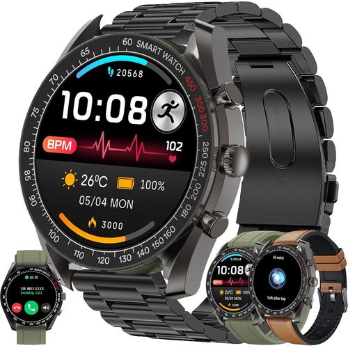 Herren Smartwatch mit Telefonfunktion, 1,39 Zoll Touch Fitness Tracker 123 Sportmodi Aktivitätstracker Schlafmonitor Schrittzähler Android IOS