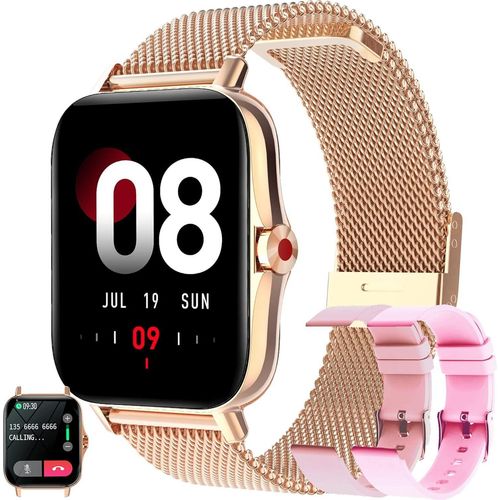 Damen-Smartwatch mit Telefonfunktion, 1,69-Tracker-Uhr mit Menstruationszyklus, Herzfrequenz, SpO2, Schlafüberwachung, Schrittzähler, Uhr Android IOS