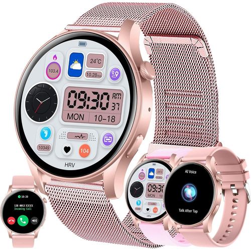 Smartwatch mit Telefonfunktion, 1,43 Zoll AMOLED mit über 100 Sportmodi, Herzfrequenz-/Schlafmonitor, Schrittzähler, Fitness-Tracker mit Android/iOS