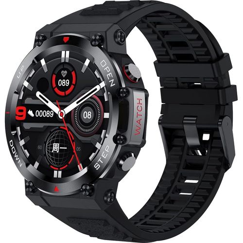 Herren Smartwatch 1,32 Zoll mit Anruf, Bluetooth, HD, wasserdicht, taktisch,Sprachassistent, Aktivitätstracker, Schlafmonitor, Schrittzähler, Kalorien