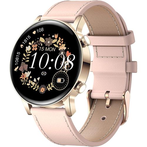 Smart Watch Bluetooth Telefonanruf Leder Smartwatch mit Herzfrequenz Blutdruckmessgerät Schrittzähler IP67 Wasserdicht Fitness Tracker Android IOS