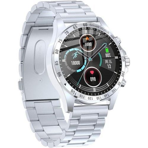 Smartwatch, Armband aus Edelstahl, für Herrenuhr, Damen, 1,28 Zoll,Sport, Herzfrequenzmesser, Schrittzähler, Kalorienzähler, wasserdicht Android iOS