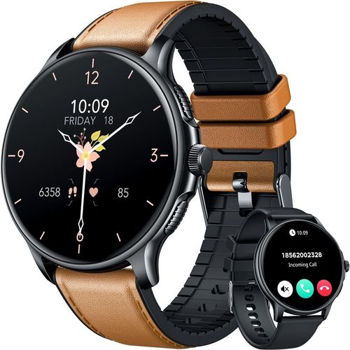 FItnessuhr Sportuhr mit Telefonfunktion Uhren: 1,43 Zoll AMOLED Herren mit Pulsmesser Schlafmonitor Schrittzähler 120+ Sportmodi IP68 Wasserdicht