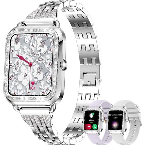 Damen-Smartwatch mit Telefonfunktion Diamond, 1,29 Zoll Touch-Farbdisplay, Herzfrequenzmesser, Menstruationszyklus, 19 Sportmodi, Musik Android IOS