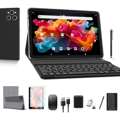 Tablet 10 Zoll mit Tastatur und Stift | 16GB RAM+128GB ROM (1TB TF) Android 12 2023 Neueste Tablet PC | MTK Octa-Core 2.0GHz | 5G WIF | 5MP+13MP