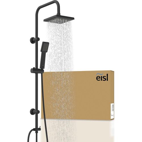 ENERGY Duschset schwarz, Duschsystem ohne Armatur 2 in 1 mit großer Regendusche (170x170 mm) und Handbrause ohne Armatur ideal zum Nachrüsten